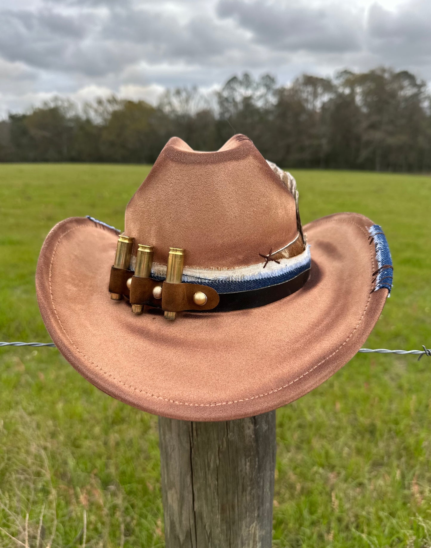Hand-Burnt Unisex Large Brim Cowboy Hat
