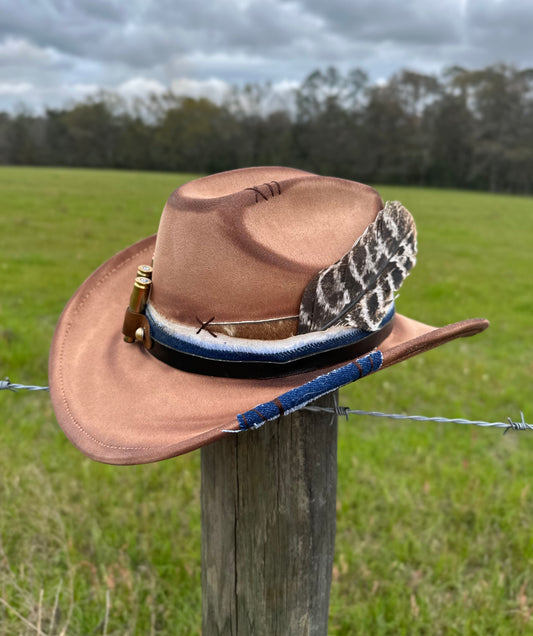 Hand-Burnt Unisex Large Brim Cowboy Hat